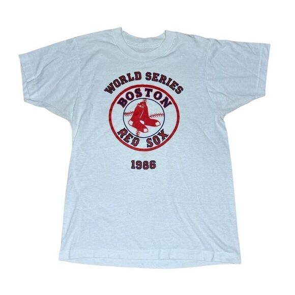 Vintage 80s Boston Red Sox 1986 Single Stitch T Shirt Medium - Picture 1 of 6